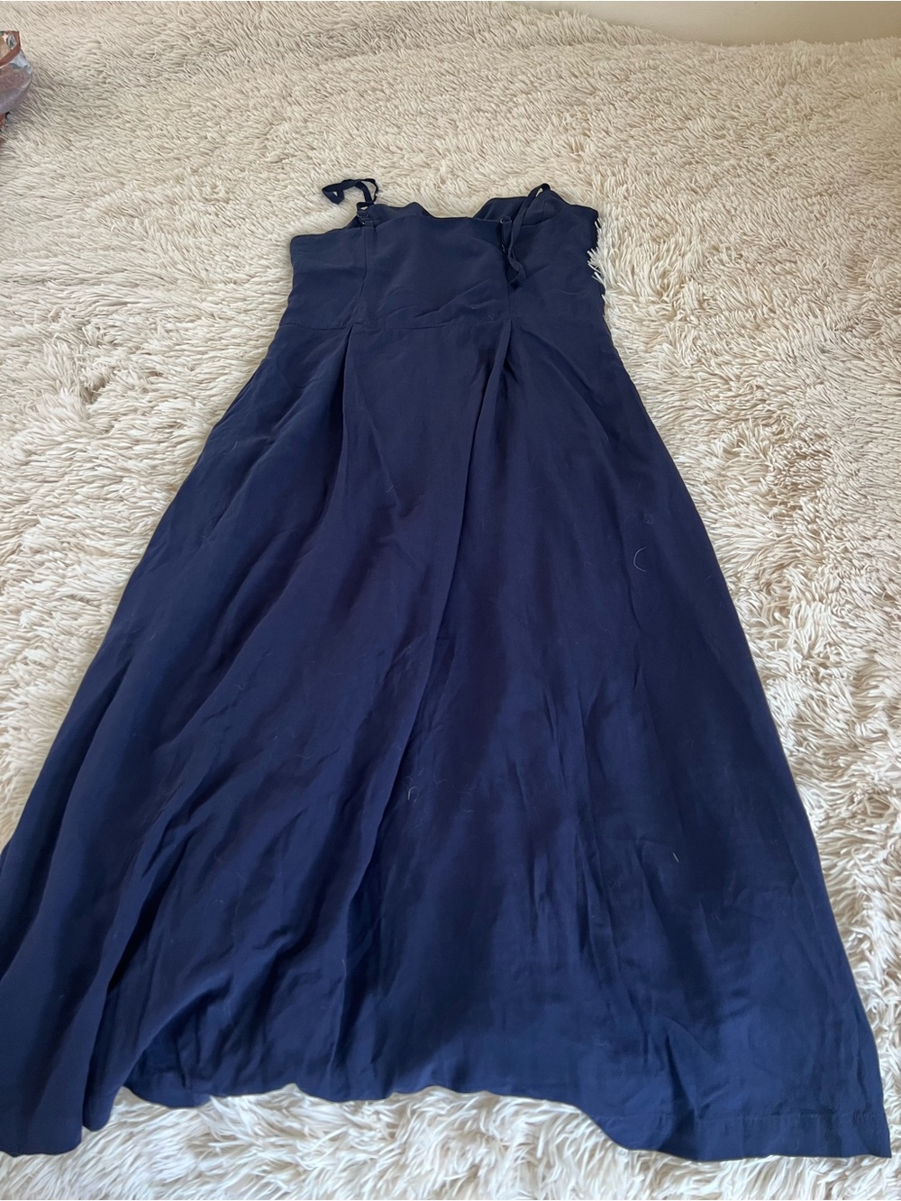 Uniqlo Navy Button-Front Maxi Sundress with Tie Straps - Picture 2 of 2
